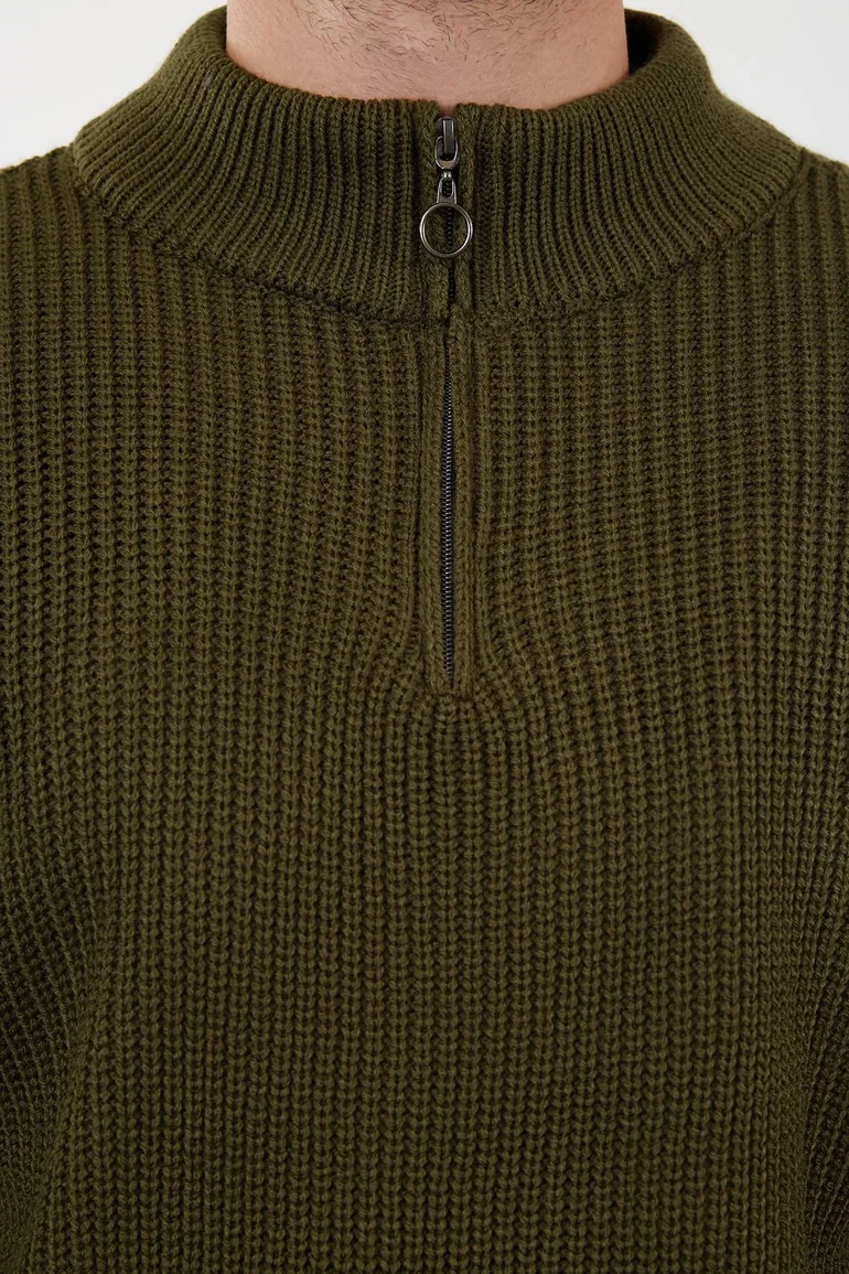 سويتر محبوك سادة بياقة تيرتيل - 5