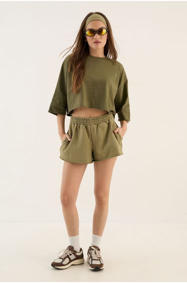 DSGN Studio Heavyweight Washed Sweat Short - washed khaki