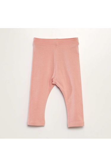 Long plain jersey knit leggings PINK