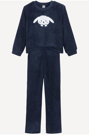 Fleece Pyjamas with Rabbit Motif