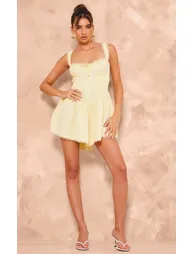 Lemon Woven Corset Lace Trim Playsuit