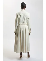 Tailored Belted Full Midi Skirt - 2
