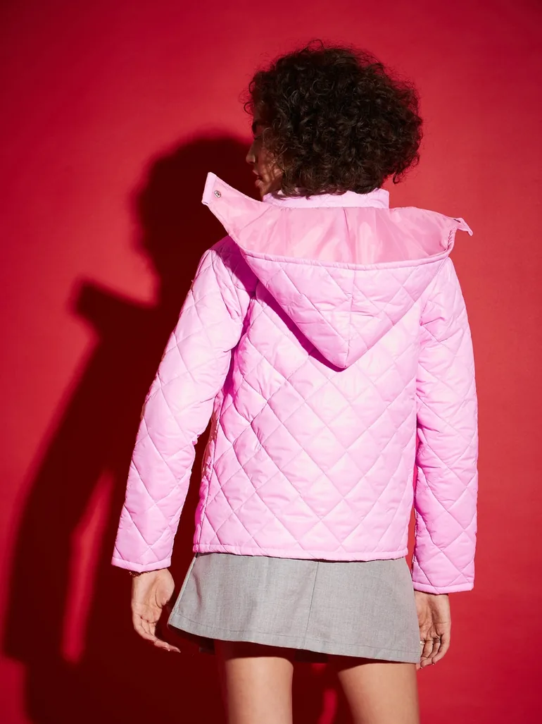 Diamond Quilted Hooded Puffer Jacket - 4