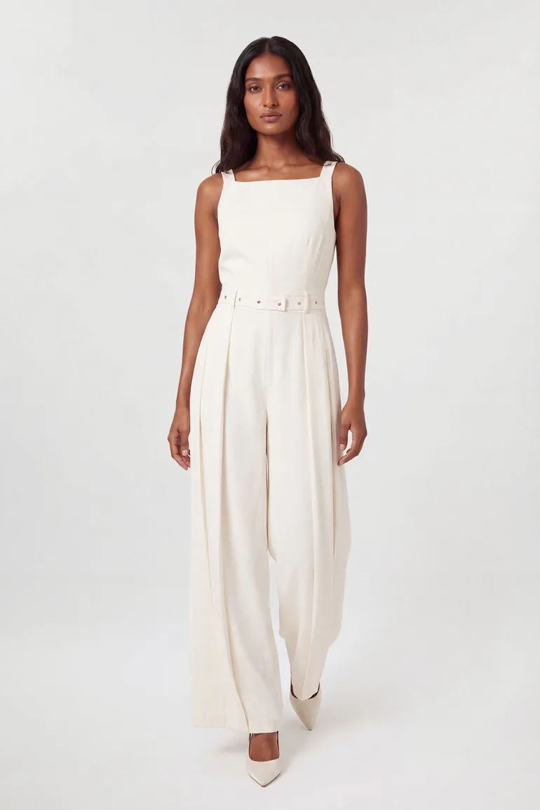 Tailored Crepe Pleated Kilt Jumpsuit