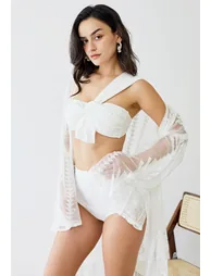 Sweet Knot One-Shoulder Bikini Set in White - 1