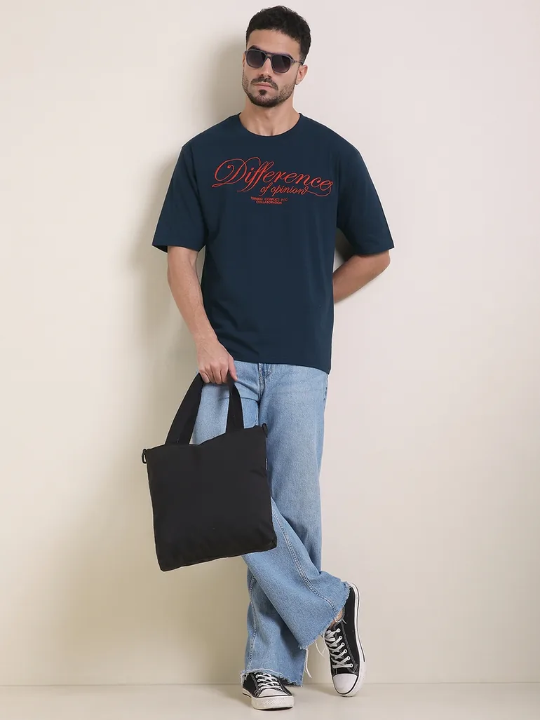 Men Oversized Embroidery Detail T-Shirt