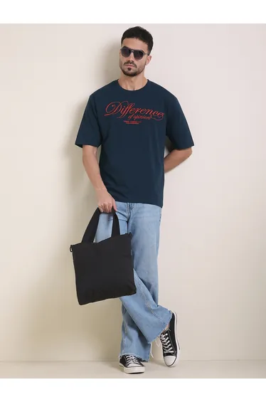 Men Oversized Embroidery Detail T-Shirt