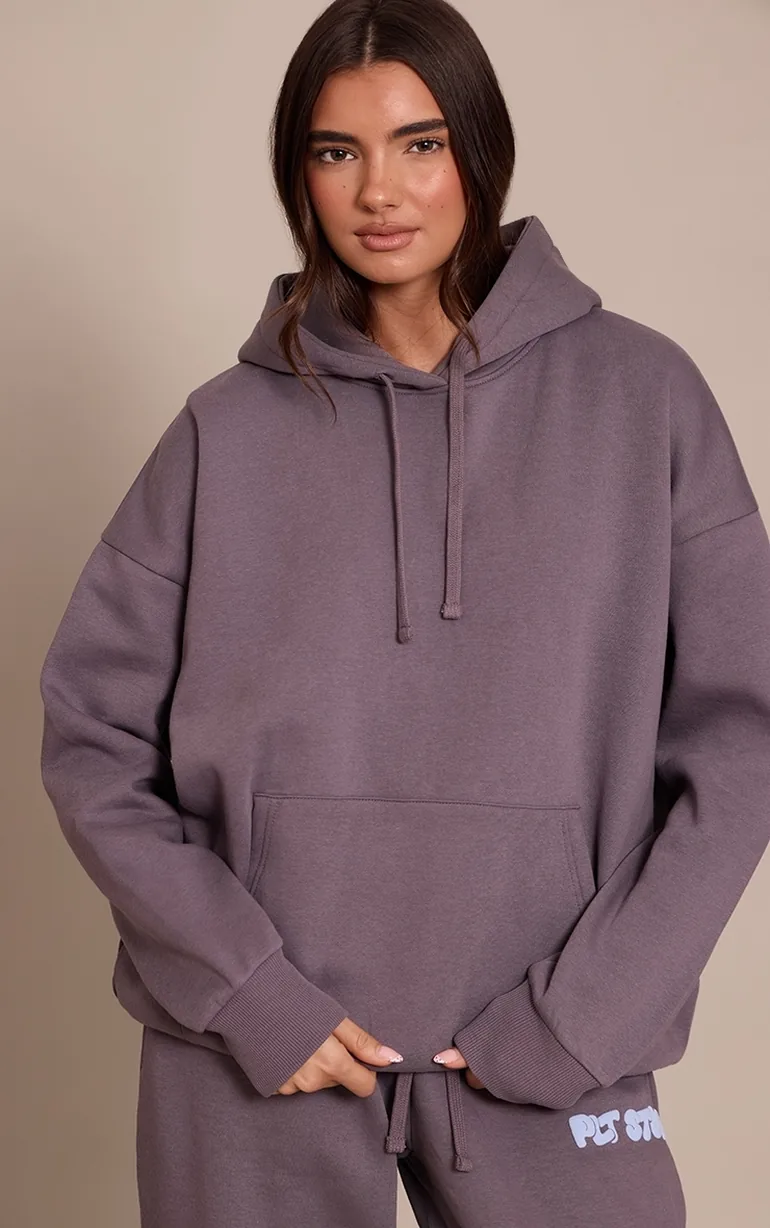 Charcoal PLT Studio Print Oversized Hoodie