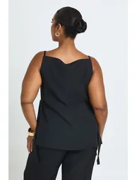 Plus Tie Side Square Neck Waistcoat - black - 1