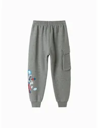Boys' Jogger Pants with Side Pocket and Front Print - 4