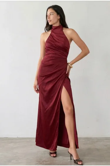 TFNC Faye Burgundy Maxi Dress