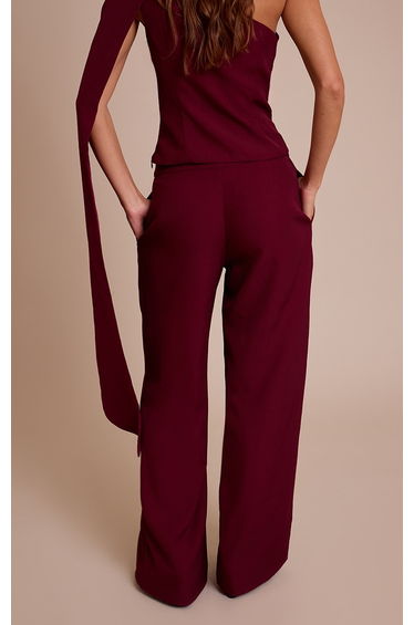 Wine Tailored Woven Seam Detail Trousers product thumbnail 3
