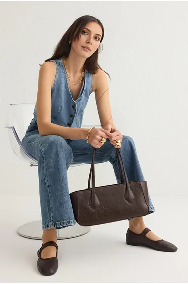 Bitter Coffee Textured Women's Hand and Shoulder Bag
