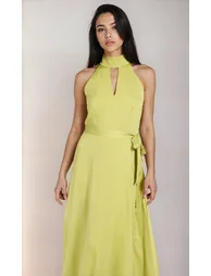 Olive Satin Midaxi Dress by Vogue Williams