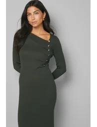 Colour Block Asymmetric Knitted Dress - 1