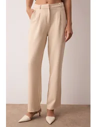 Pants - Beige - Wide leg - 5