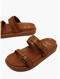 Comfort Double Buckle Flatform Sandals - 1