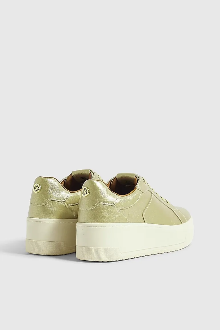 Gold Platform Lace Up Trainers - 2
