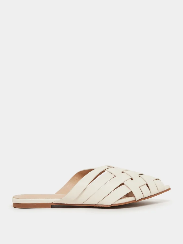 Multi Strap Pointed Toe Slip On Mules