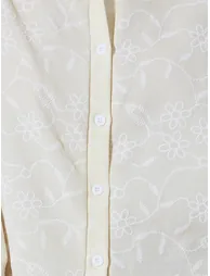 Cream Embroidered Shirt and Pants Co-ord Set - 2