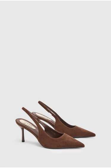 Annabelle Faux Suede Slingback High Stiletto Heeled Pointed Court Shoes