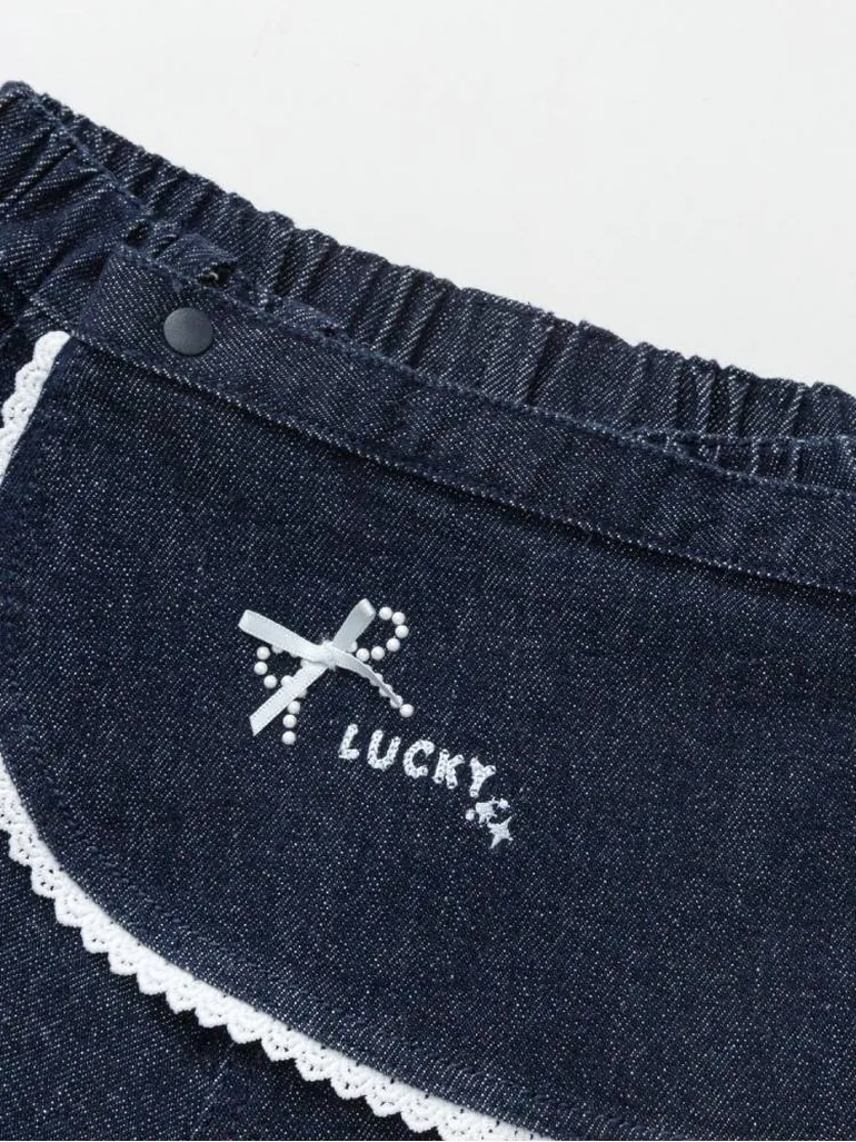 Girls' Denim Pants with Flap Pocket - 3