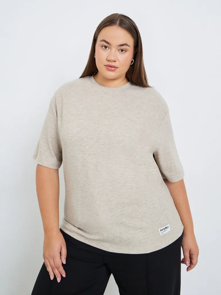 Plus Size Beige Short Sleeve T-Shirt