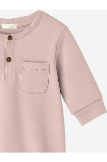 Mininio Baby Girls Organic Cotton Romper in Pink product thumbnail 3