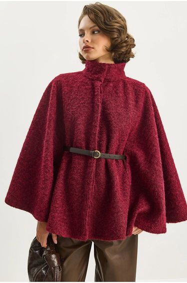 LUCCI Textured Oversized Overcoat with Button Closure