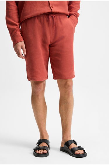 GRIMELANGE JENS Men 100% Cotton Side Pockets Slim Fit Narrow Cut Brick Color Shorts product thumbnail 2