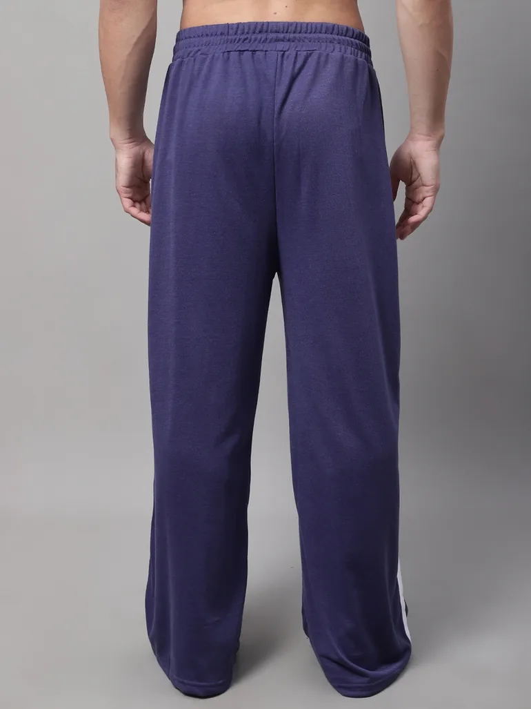 Men Purple Side Stripe Wide Leg Joggers - 2