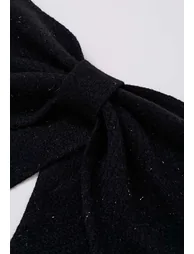 Bowknot 2 Pieces Metallic Mix Knit Sweater Dress in Black - 7