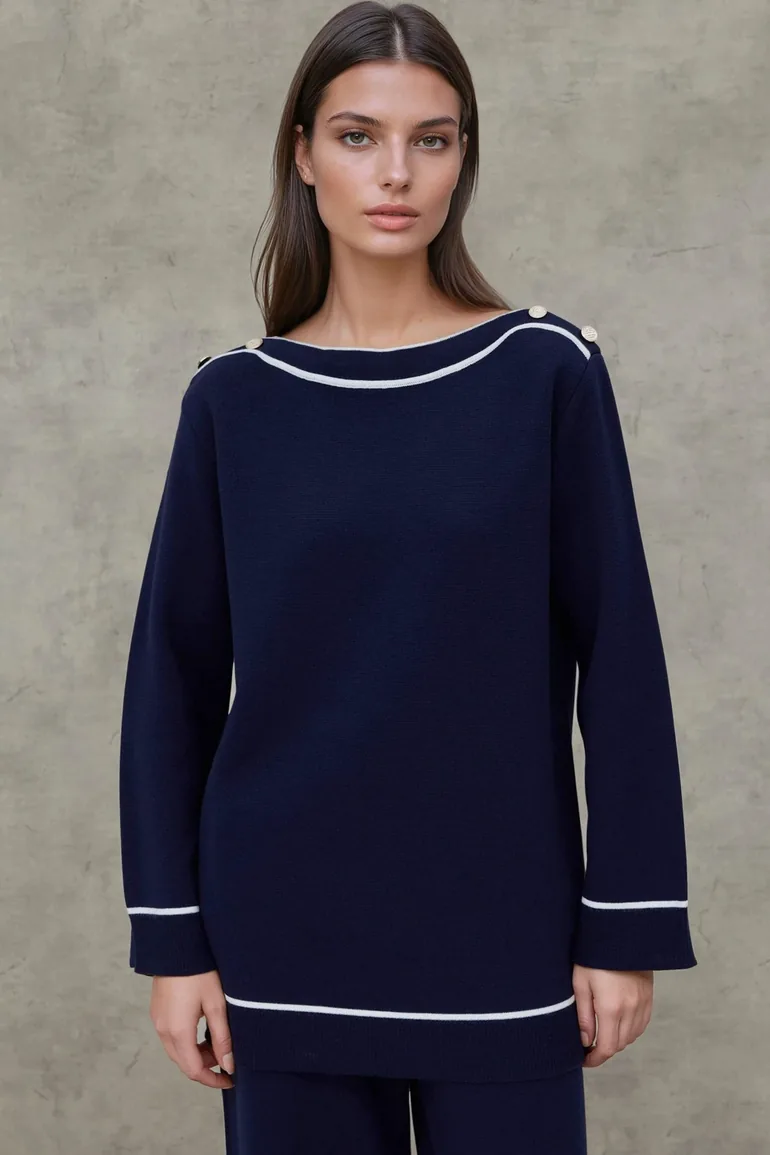 Button Detailed Sweater & Wide Leg Pants Co-ord Set - 4