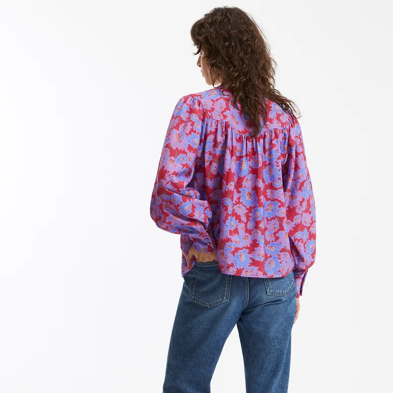 Floral Print Oversized Blouse in Viscose - 4