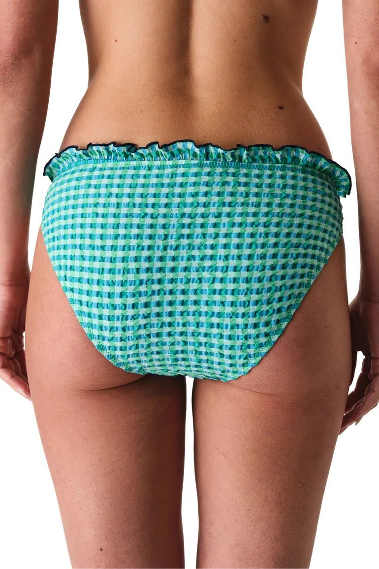 PENTI Slainie Gingham Ruffled Mid Waist Bikini Bottom - 1