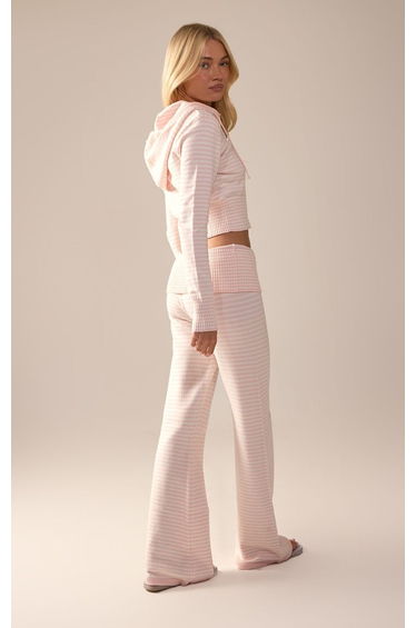 Pink Striped Foldover Knitted Trousers product thumbnail 3
