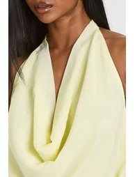 Chiffon Double Layer Halterneck Top - lemon - 3