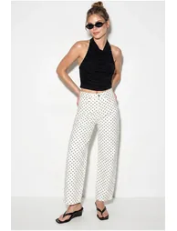 LUCCI High-Waist Straight Leg Polka Dot Jeans - 1
