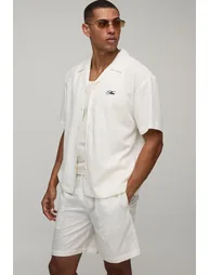 Amalfi Back Print Oversized Shirt & Short Set - ecru - 3