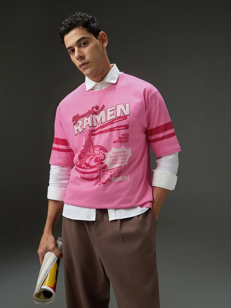 Men Cotton Printed Oversized T-Shirt