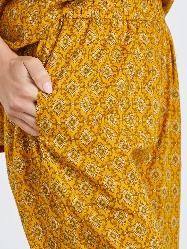 Geo Longline Cotton Shirt and Wide Leg Pyjama Set - 4