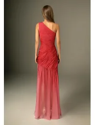 Romance of Chiffon Ruched Dress with One Shoulder - 1