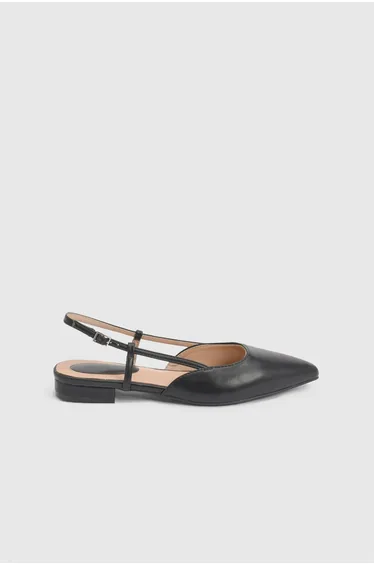 Bianca Faux Leather Pointed Sling Back Flats