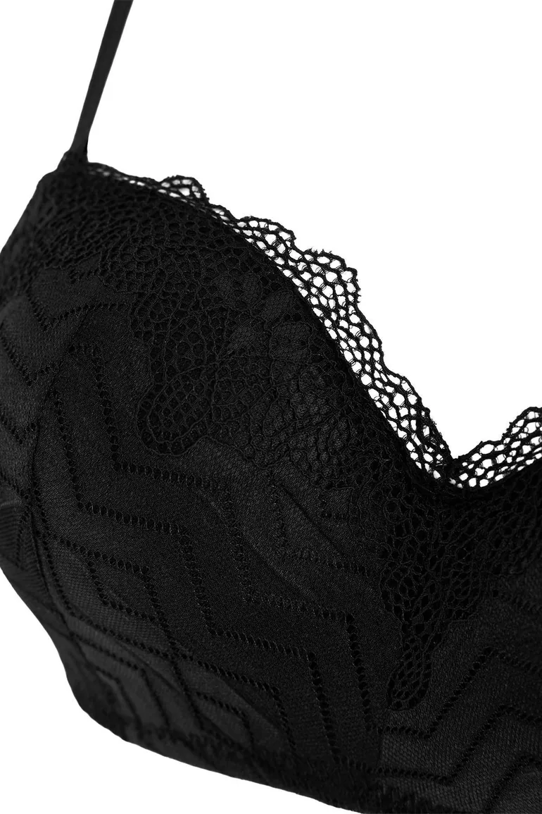 Black Lace Covered Lingerie Set - 5