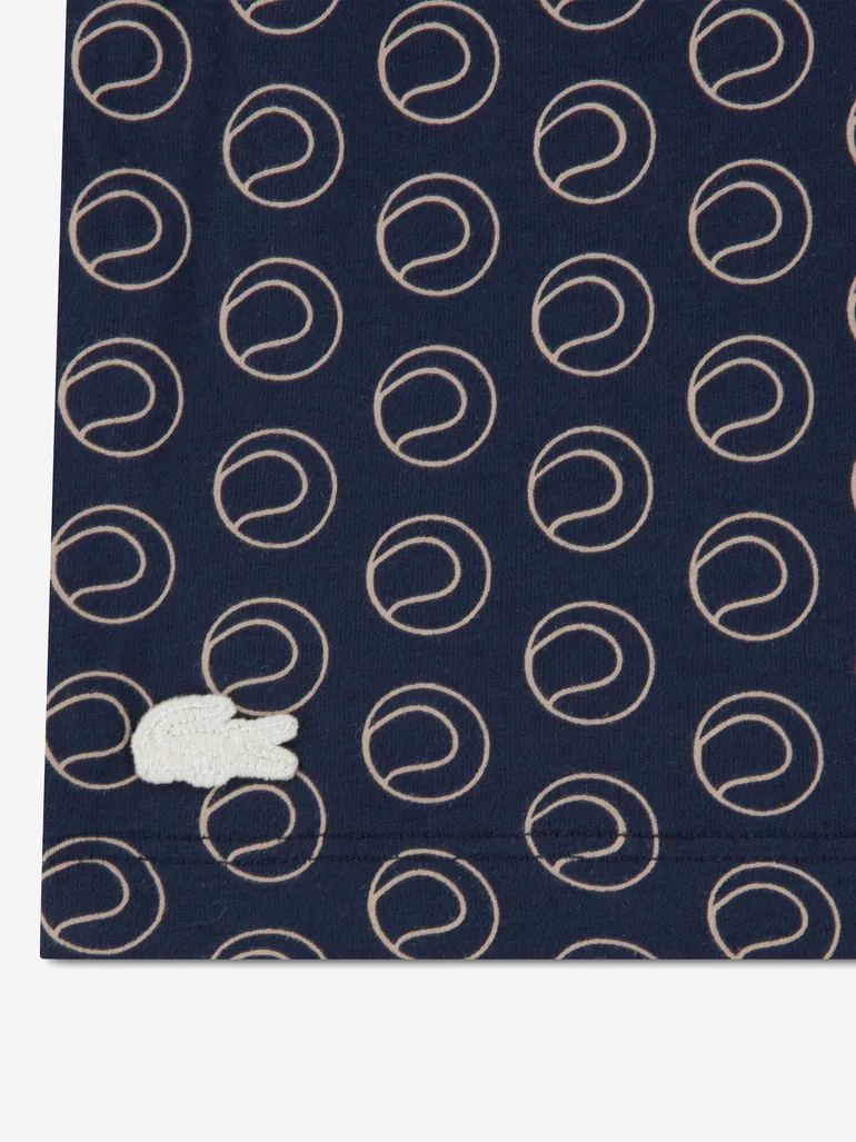 Lacoste Girls Oversized AOP T-Shirt in Navy - 3