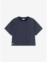 Lacoste Girls Oversized AOP T-Shirt in Navy
