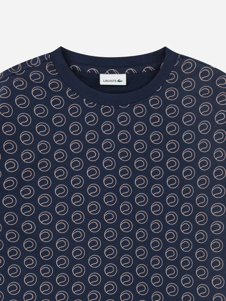 Lacoste Girls Oversized AOP T-Shirt in Navy - 2