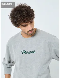 Grey Embroidered Slogan Relaxed Fit Sweatshirt - 1