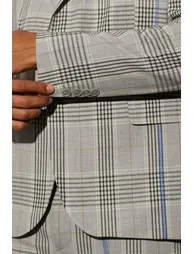 Oversized Boxy Check Contrast Stitch Jacket - grey - 2