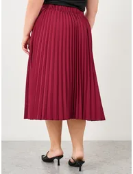Plus Pleated Midi Skirt with Overlap Detail - 3